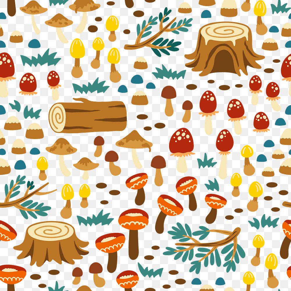 Forest png seamless pattern, transparent background