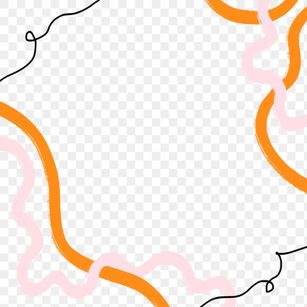 Abstract line png frame sticker, transparent background