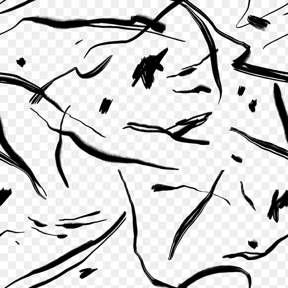 Black scribble png pattern, transparent background