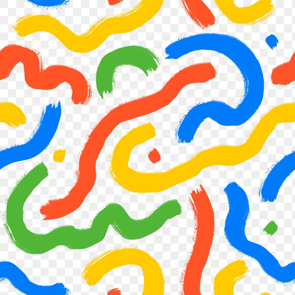 Abstract squiggle png pattern, colorful design, transparent background