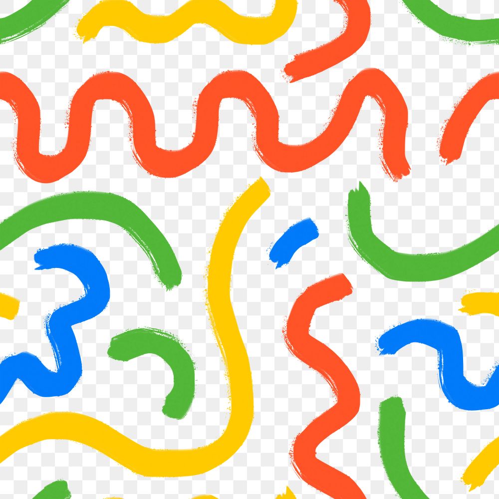 Abstract scribble doodle png pattern, colorful design, transparent background