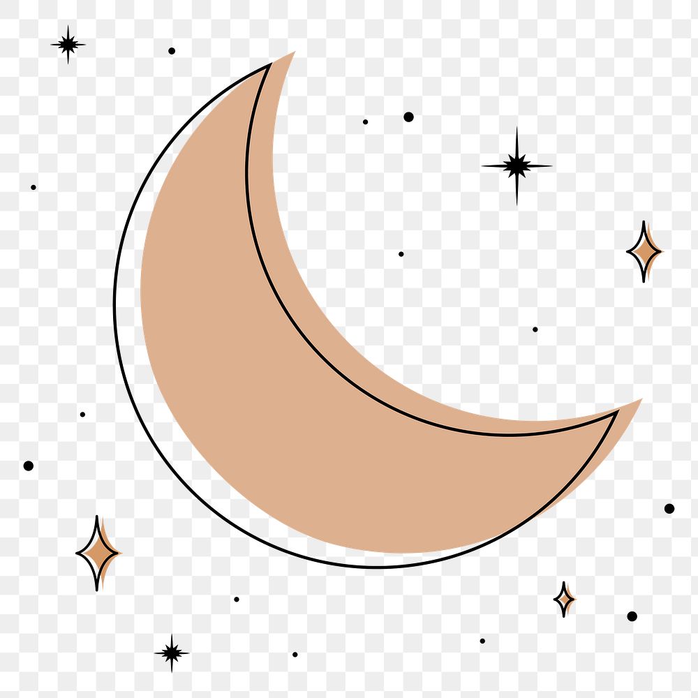 Half moon png sticker, beige illustration, transparent background