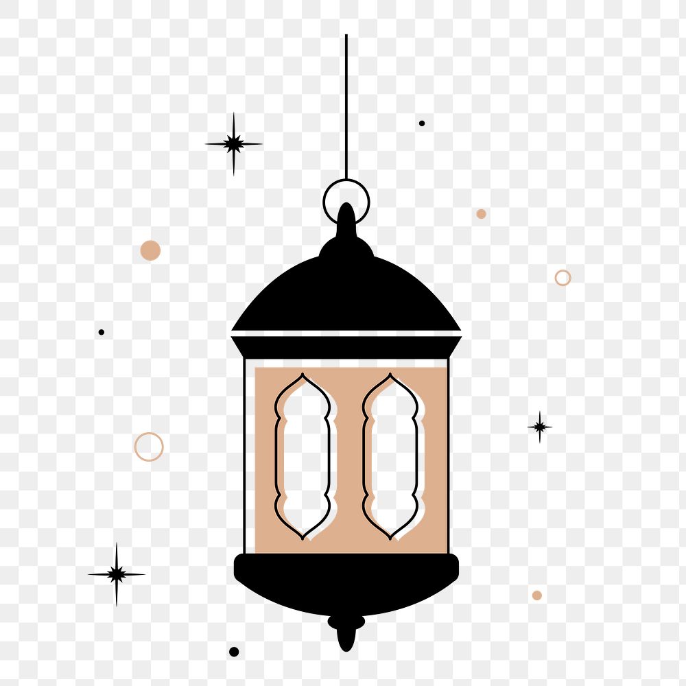 Lantern png sticker, beige illustration, transparent background