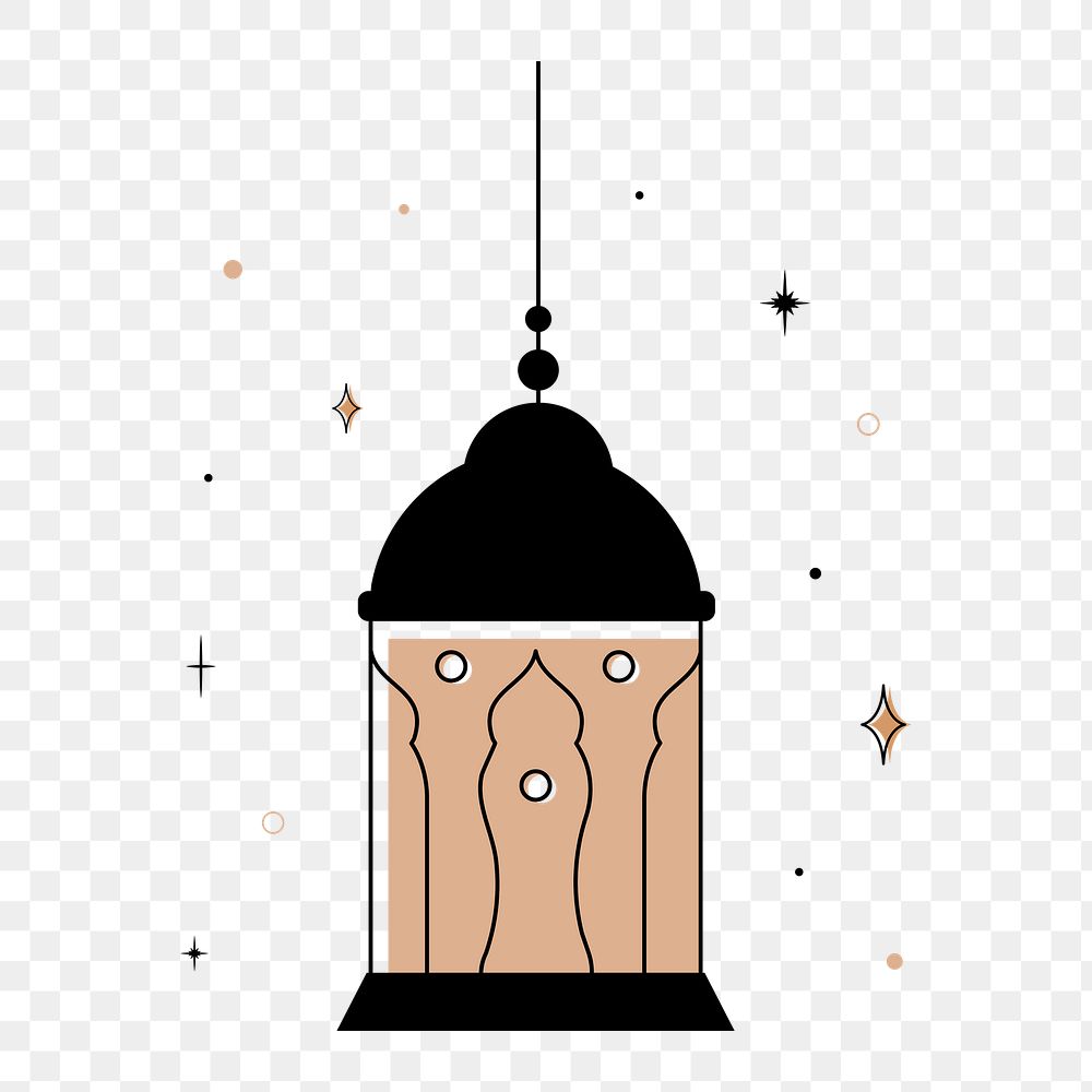 Arabic lantern png sticker, beige illustration, transparent background