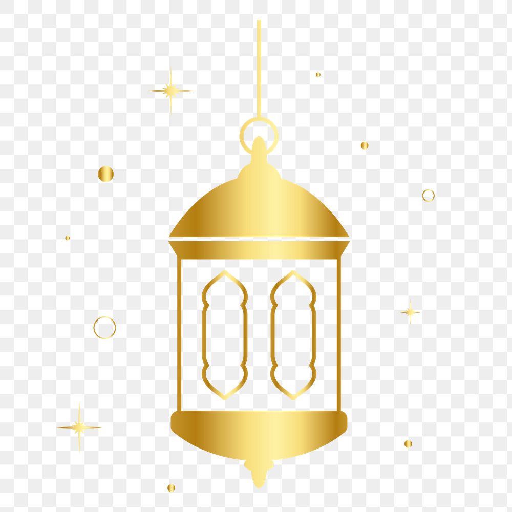 Golden lantern png sticker, flat line art design, transparent background