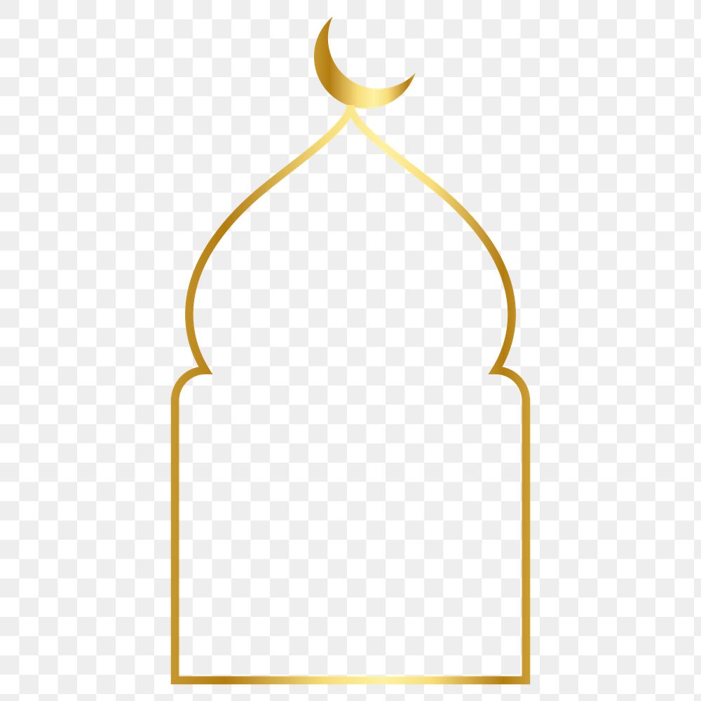 Islamic png frame sticker, luxurious color line art design, transparent background