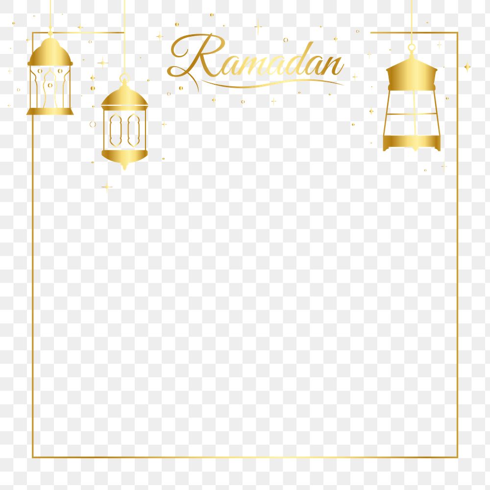 Ramadan png frame, luxurious color line art design, transparent background