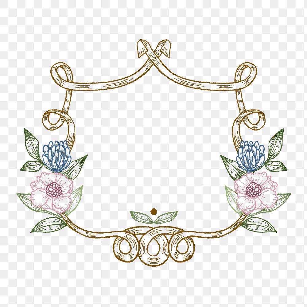 Botanical png frame, flower illustration, transparent background