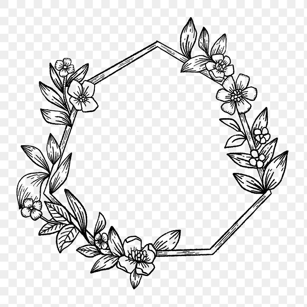 Botanical wreath png frame, vintage illustration, transparent background