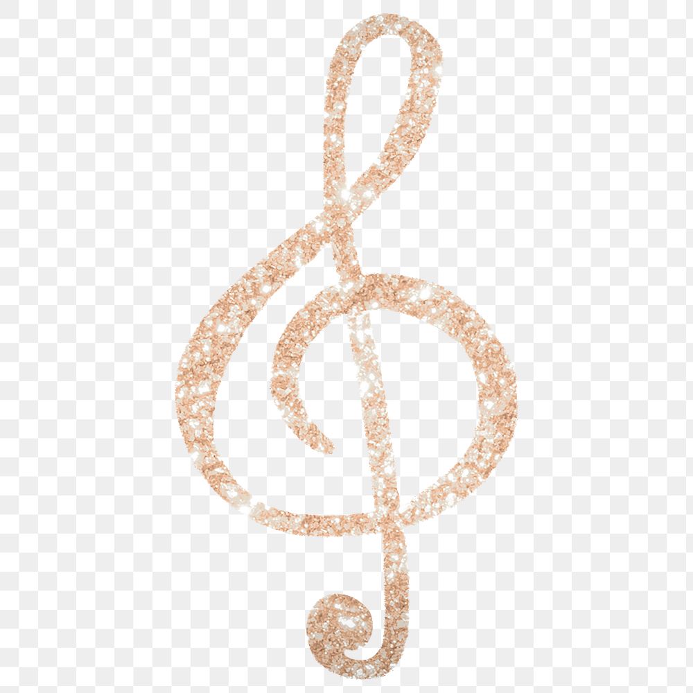 Treble clef png sticker, glittery music symbol on transparent background