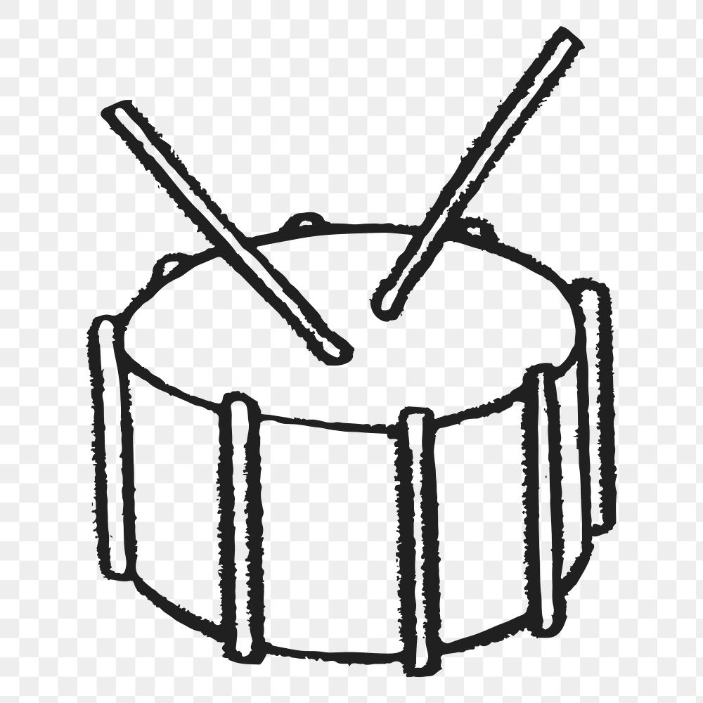 Snare drum png sticker, musical instrument doodle on transparent background