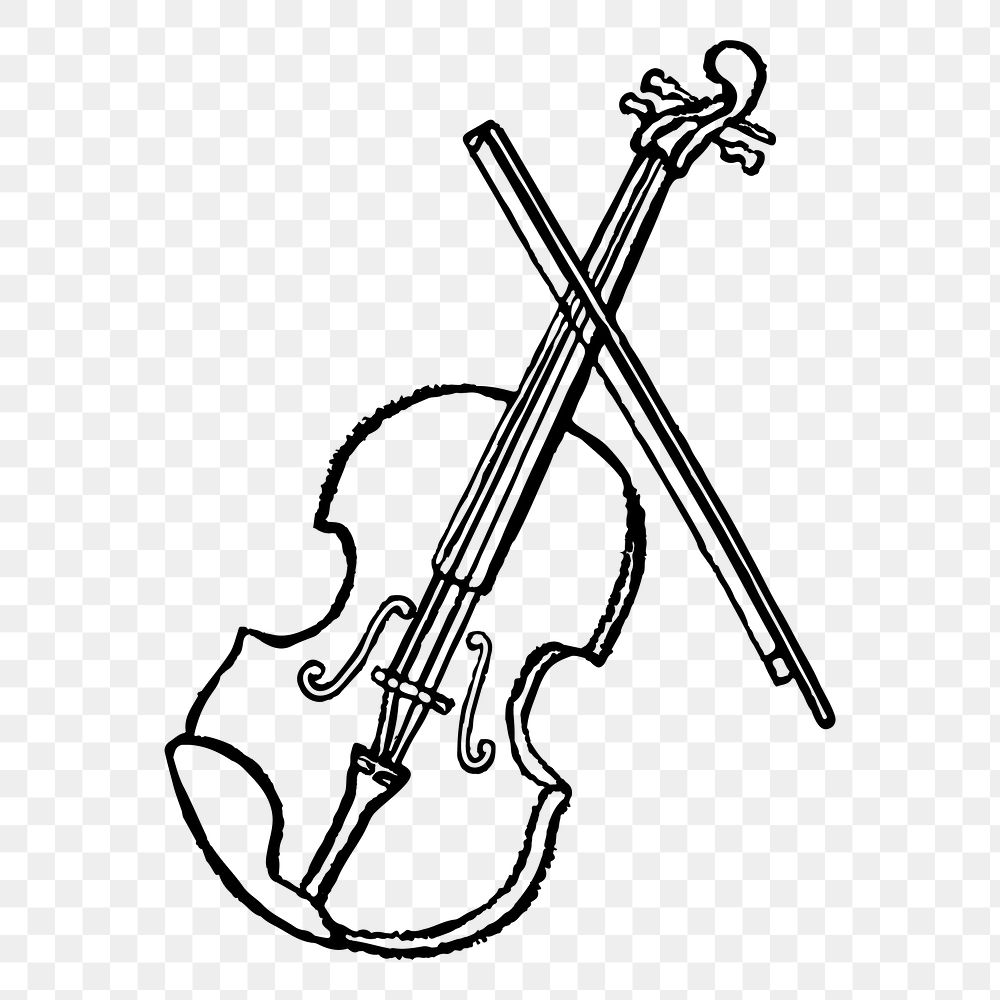 Violin png sticker, musical instrument doodle on transparent background
