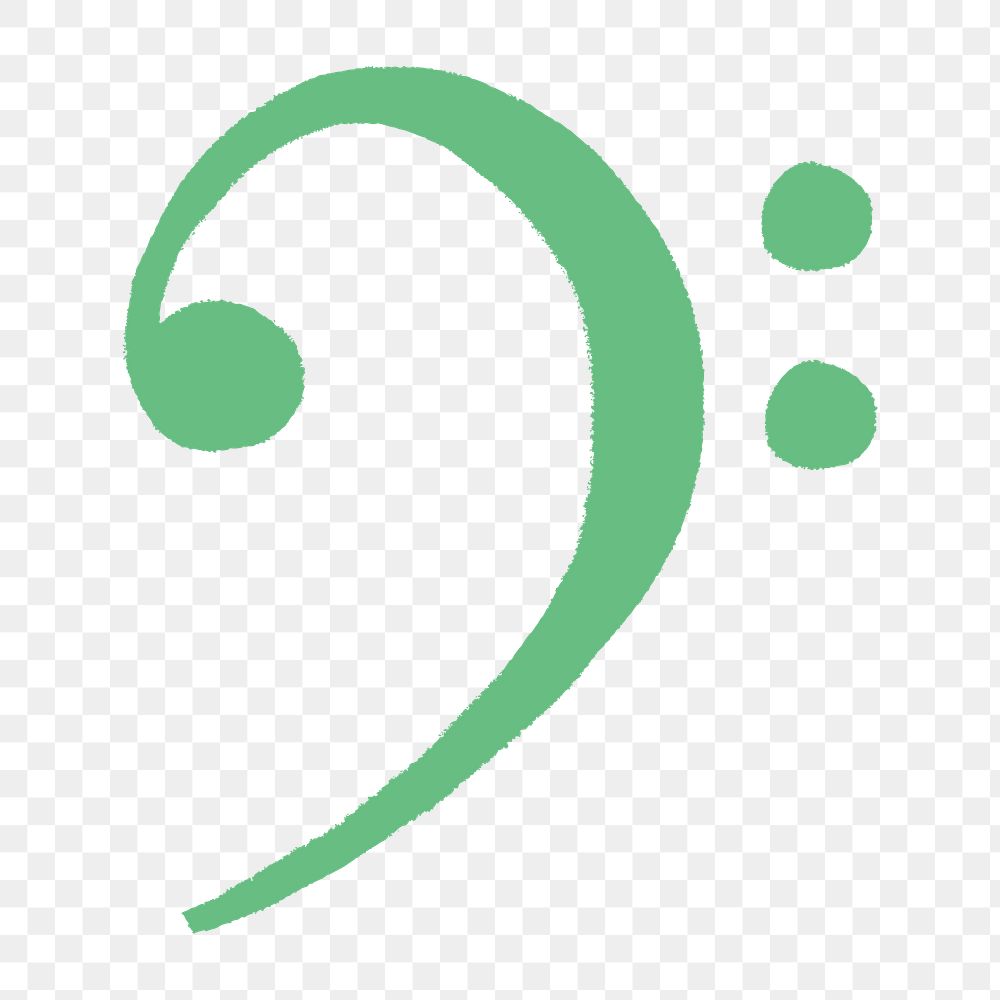 F clef png sticker, music symbol in green on transparent background