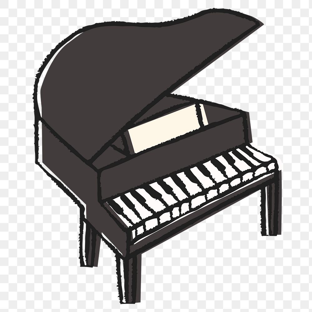 Grand piano png sticker, music doodle on transparent background