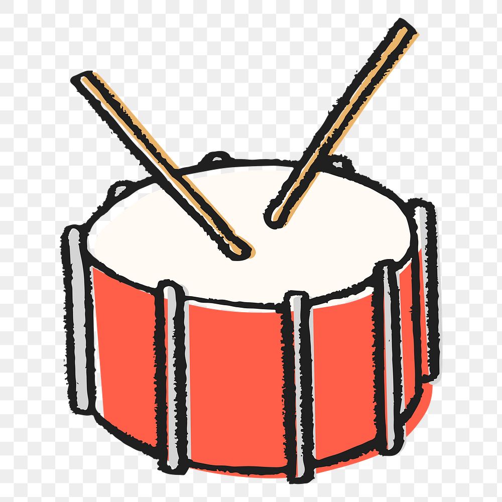 Snare drum png sticker, musical instrument doodle on transparent background
