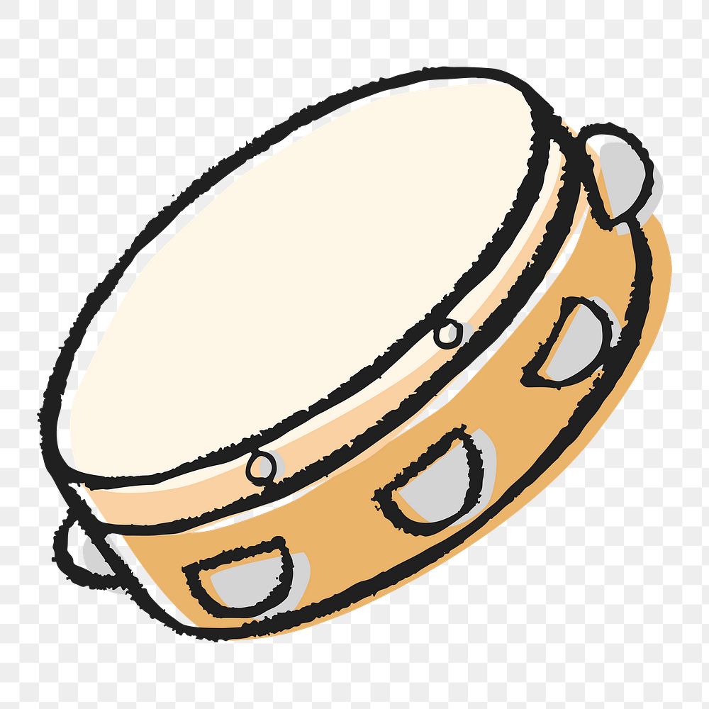 Tambourine png doodle sticker, musical instrument on transparent background