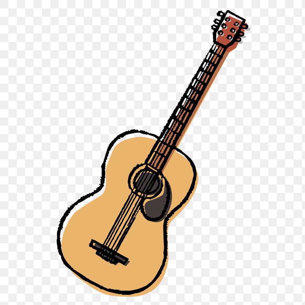 Electric guitar png sticker, string musical instrument doodle on transparent background