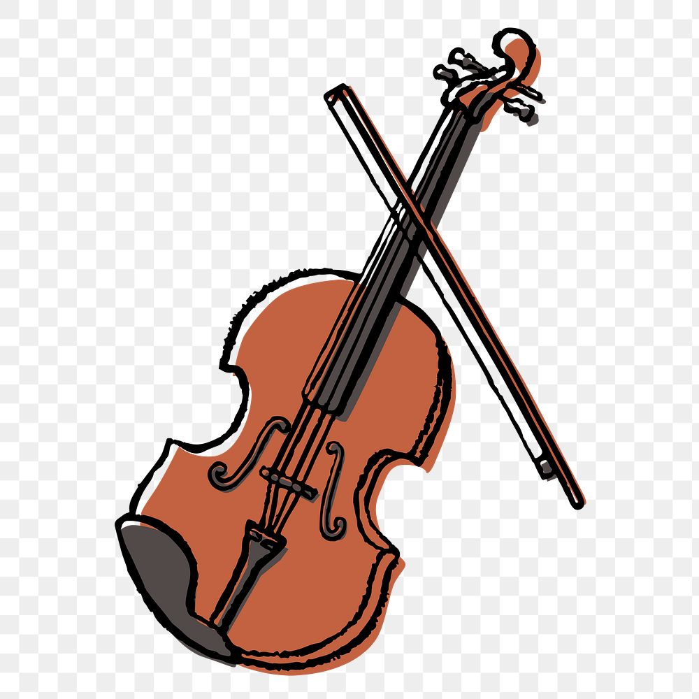 Violin  png sticker, musical instrument doodle on transparent background