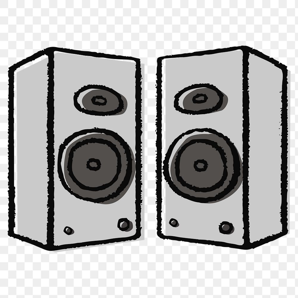 Speaker png sticker, music object doodle on transparent background