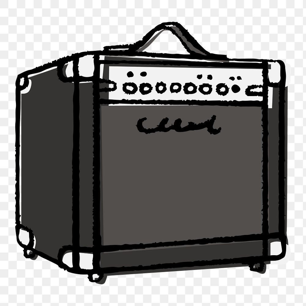Guitar amplifier png sticker, music doodle on transparent background