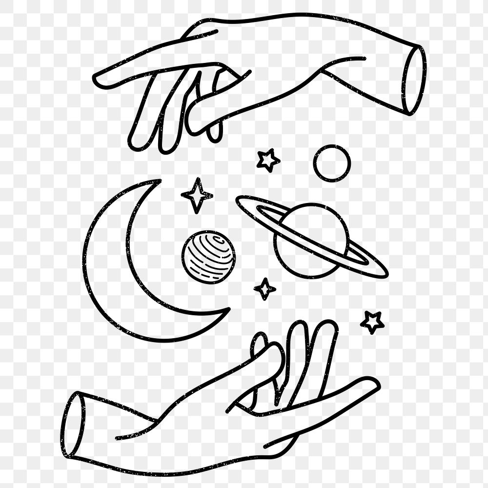 Spiritual hand png doodle sticker, boho occult, transparent background