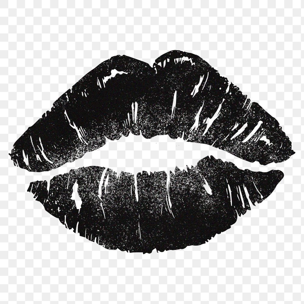 Black lips png sticker,  mouth transparent background