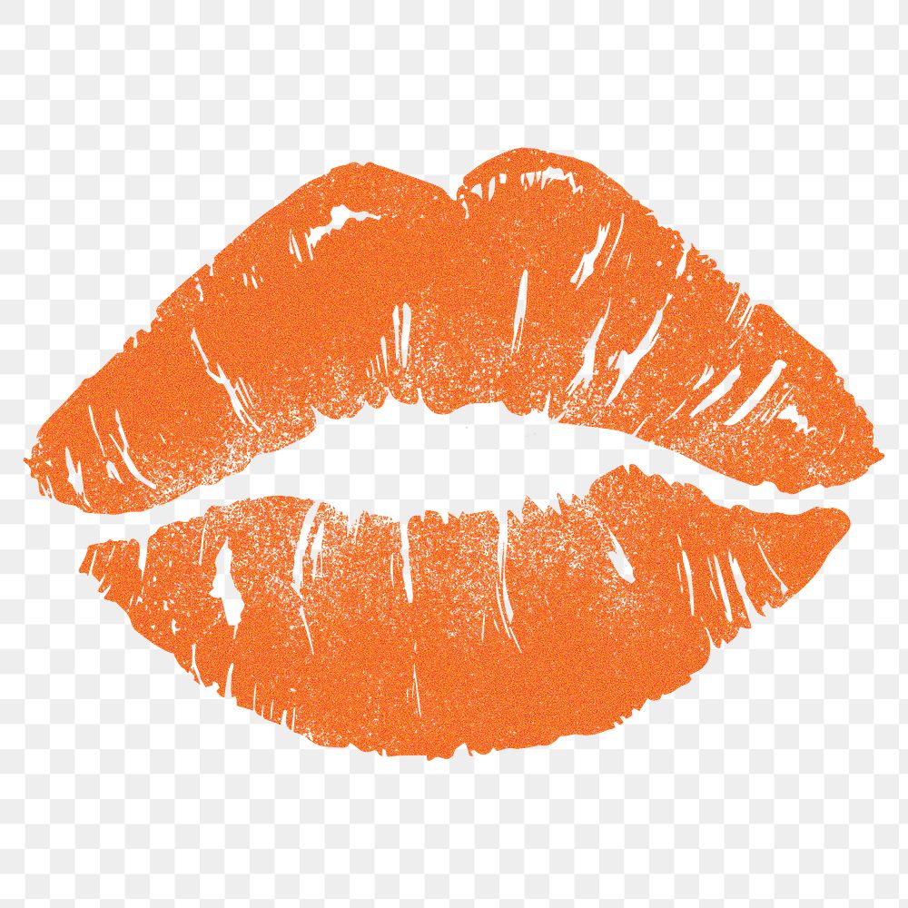 Orange lips png sticker, transparent background
