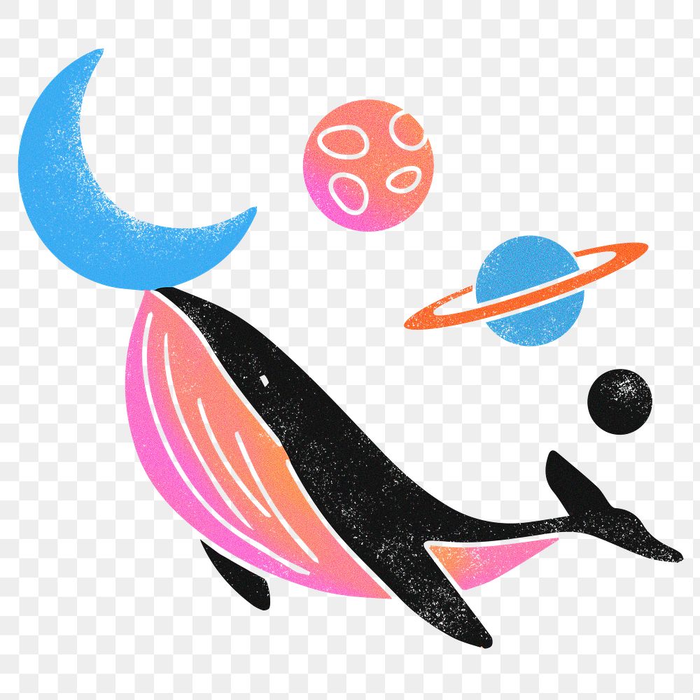 Cosmic whale png sticker, universe animal, transparent background