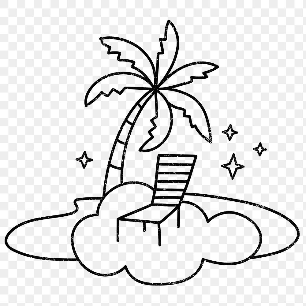 Beach paradise png sticker, transparent background