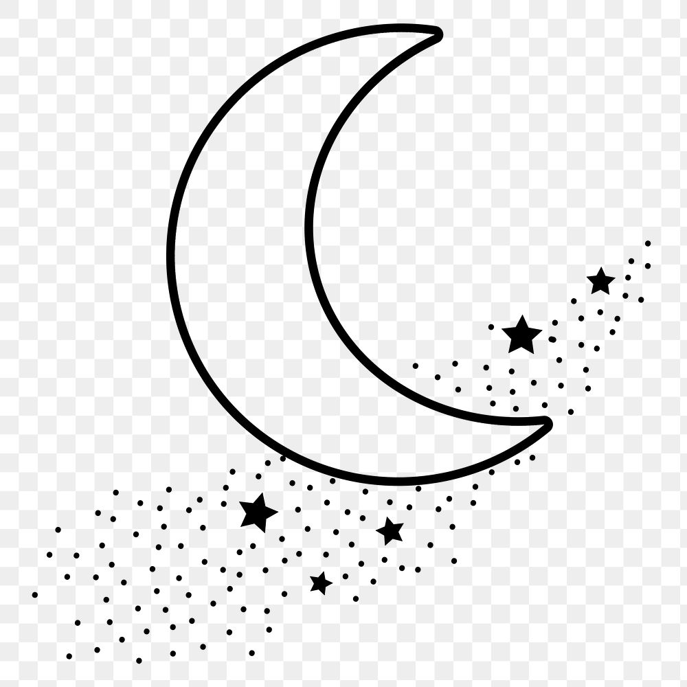 Crescent moon png sticker, doodle, transparent background