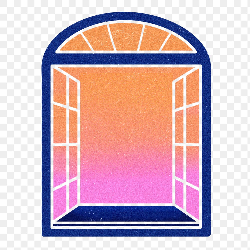 Surreal window png sticker, gradient sky, transparent background