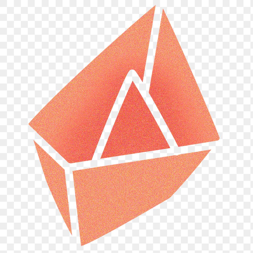Boat origami  png sticker, orange gradient design on transparent background