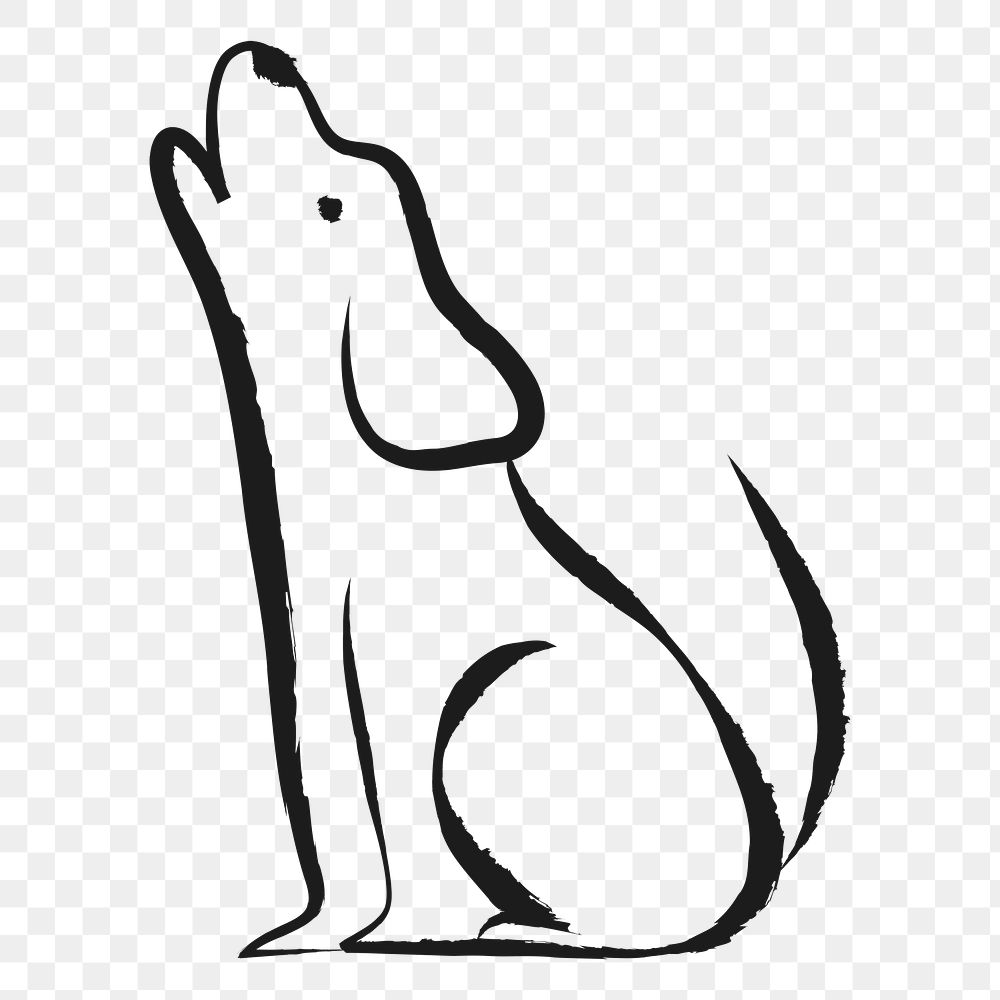 Howling dog png sticker, cute doodle on transparent background