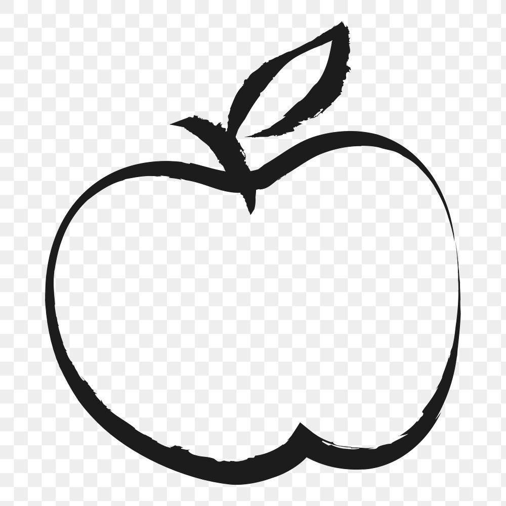 Apple fruit png sticker, cute doodle on transparent background