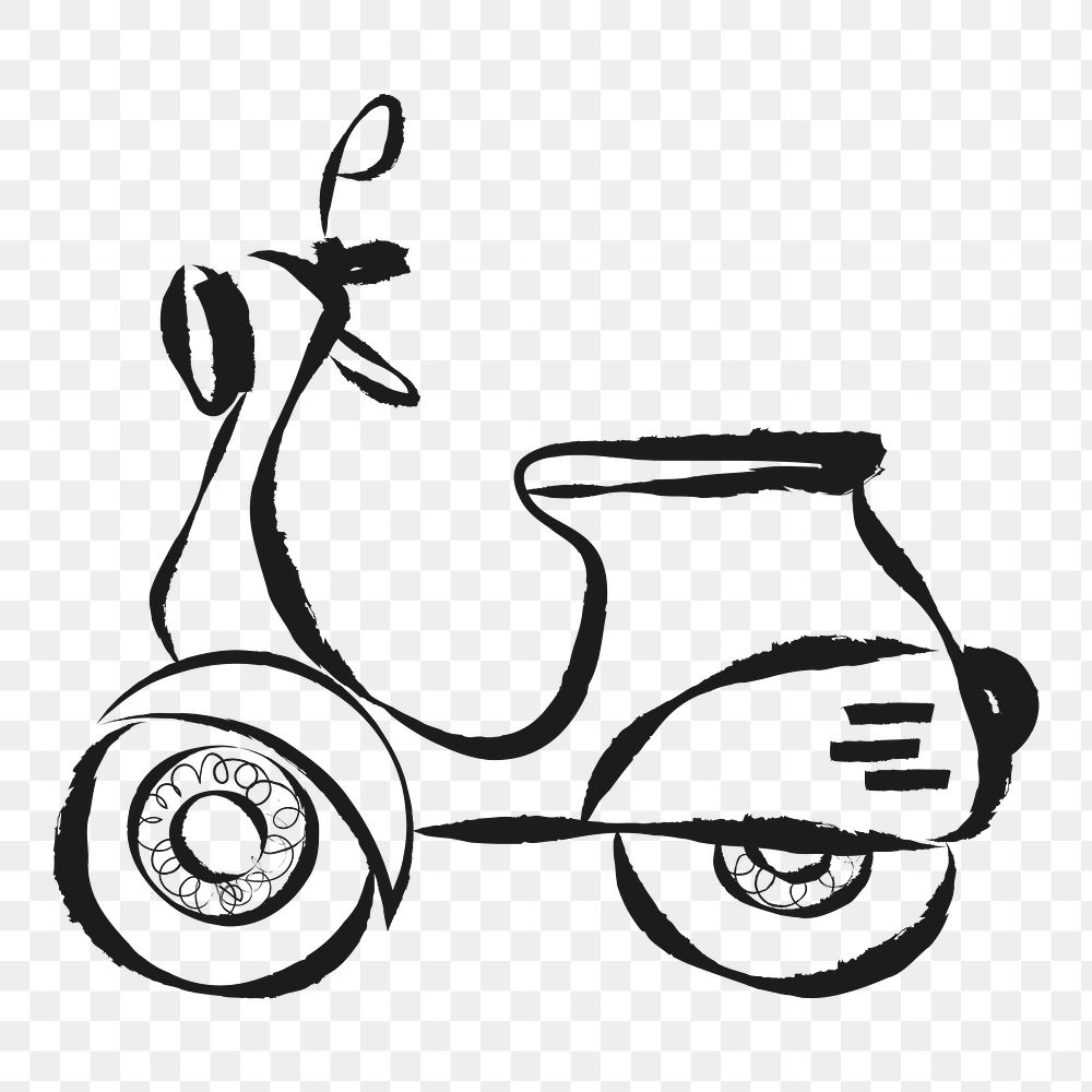 Motorcycle scooter png sticker, cute doodle on transparent background