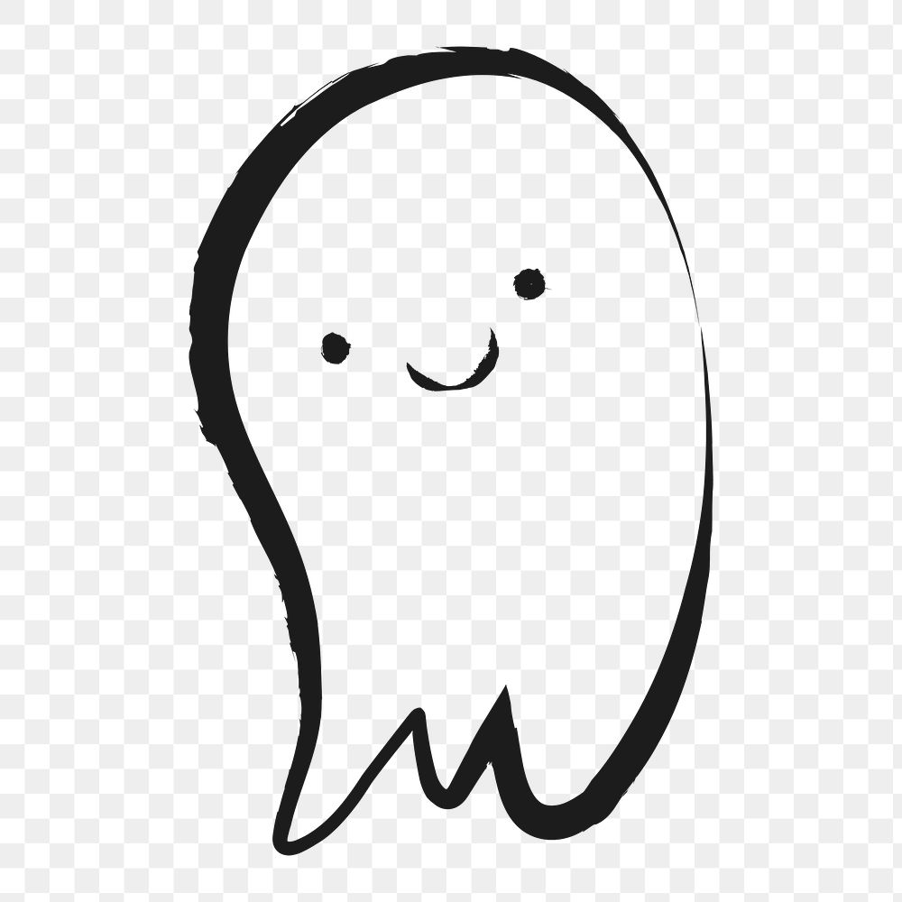 Cute ghost png sticker, cute doodle on transparent background