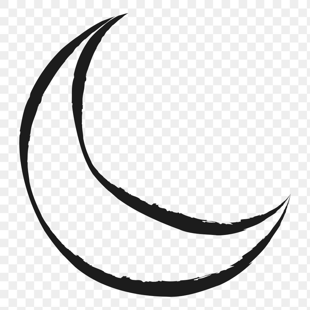Crescent moon png sticker, cute doodle on transparent background