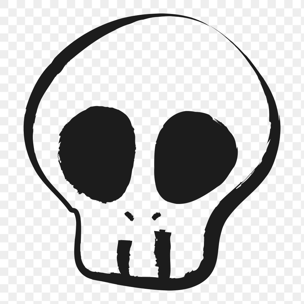 Halloween skull png sticker, cute doodle on transparent background