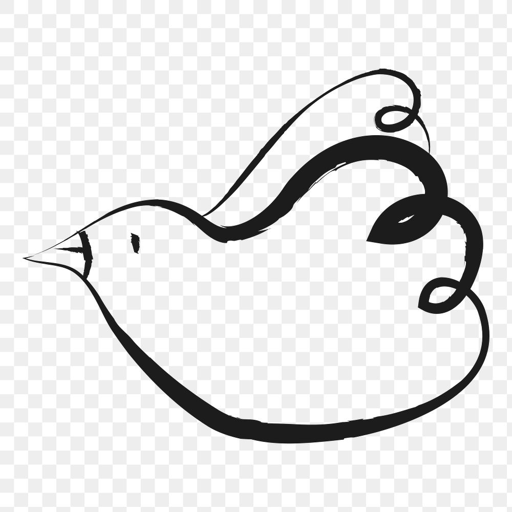 Bird png sticker, cute doodle on transparent background