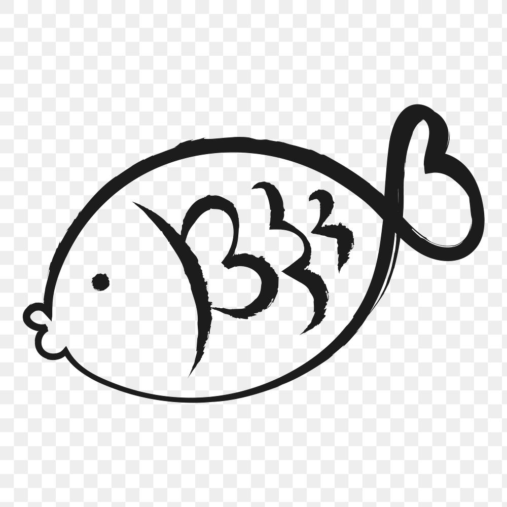 Fish png sticker, cute doodle on transparent background
