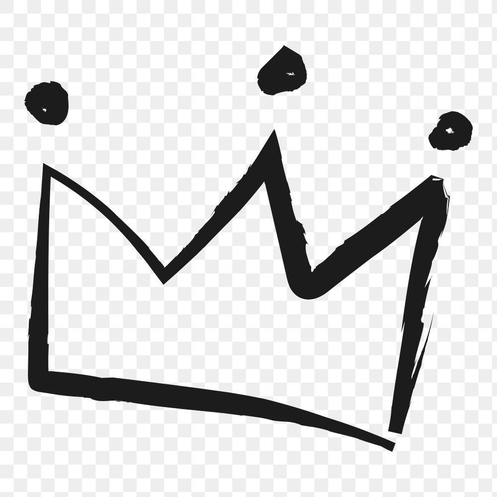 Crown png sticker, cute doodle on transparent background