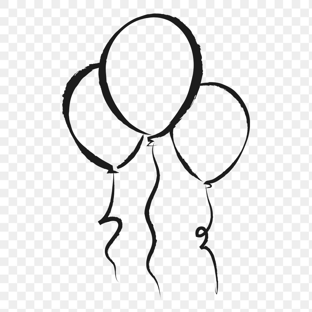Floating balloons png sticker, cute doodle on transparent background