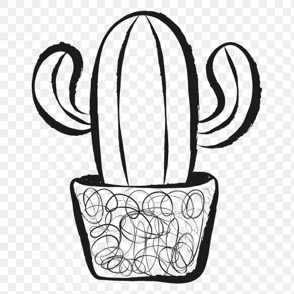 Cactus png sticker, cute doodle on transparent background