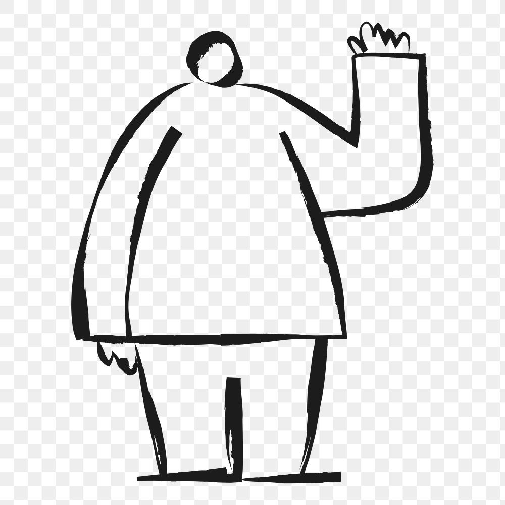 Waving man png sticker, cute doodle on transparent background