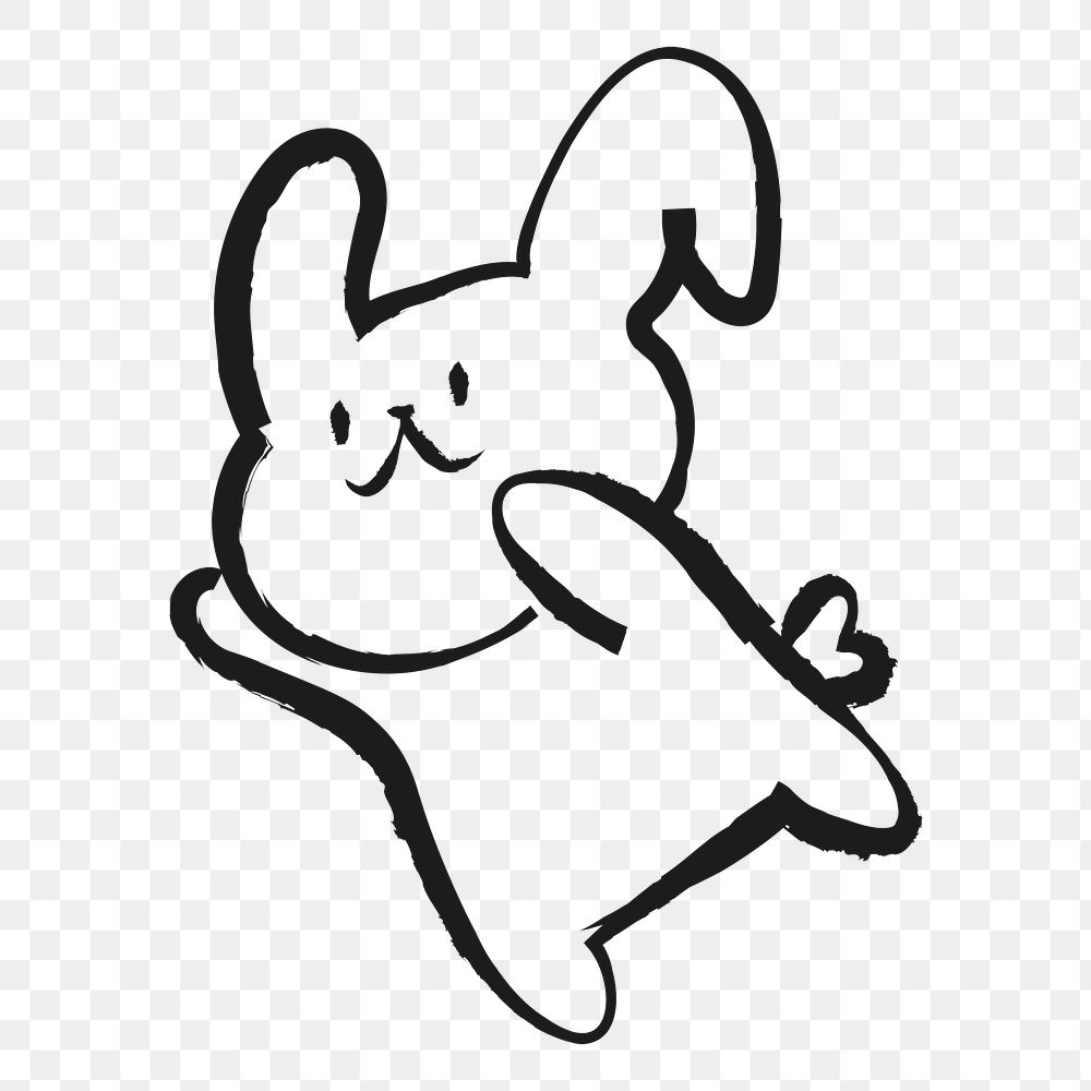 Bunny png sticker, cute doodle on transparent background