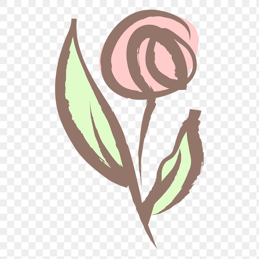Rose flower png sticker, pastel doodle in aesthetic design on transparent background