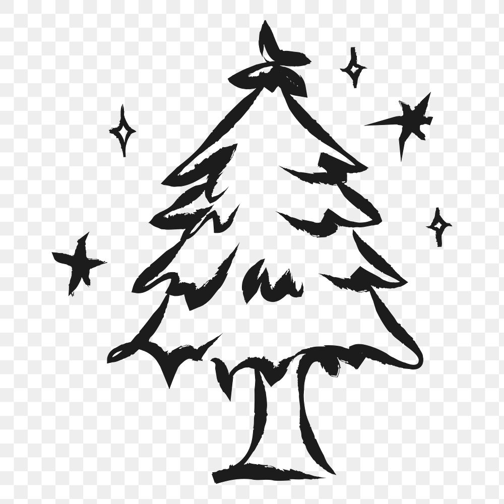 Christmas tree png sticker, cute doodle on transparent background