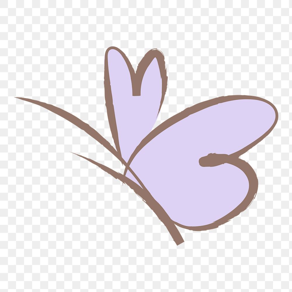 Purple butterfly png sticker, pastel doodle in aesthetic design on transparent background