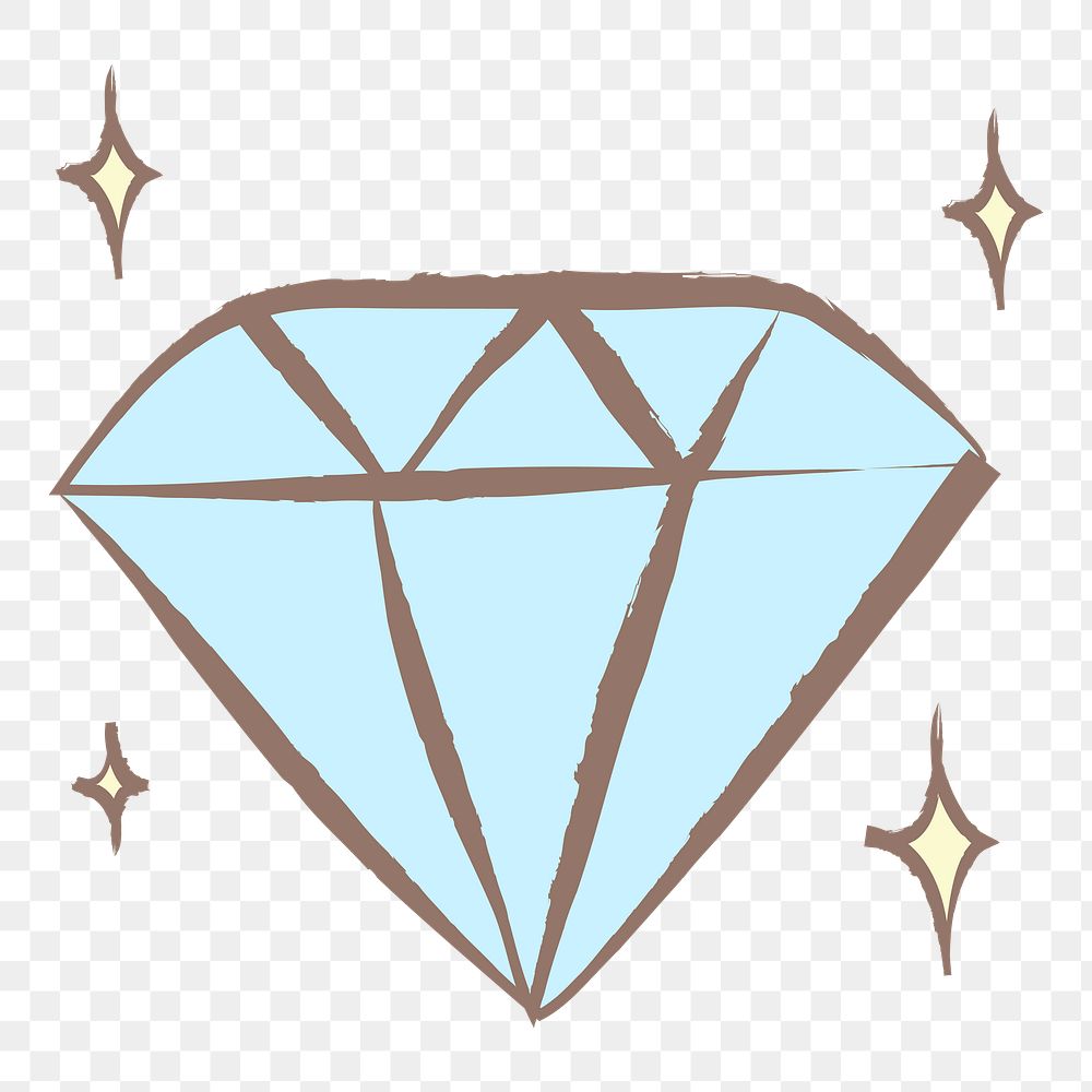 Diamond png sticker, pastel doodle in aesthetic design on transparent background