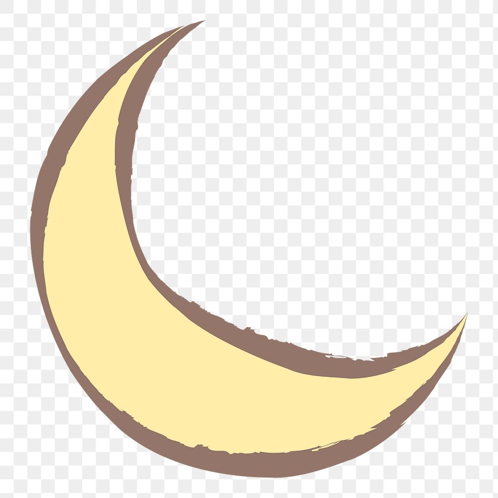Crescent moon png sticker, pastel doodle in aesthetic design on transparent background